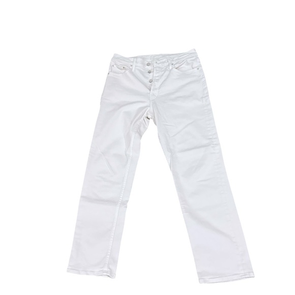 MOTHER “The Tomcat Ankle” White Straight Leg Jeans button fly cotton Blend 31 - Picture 5 of 9